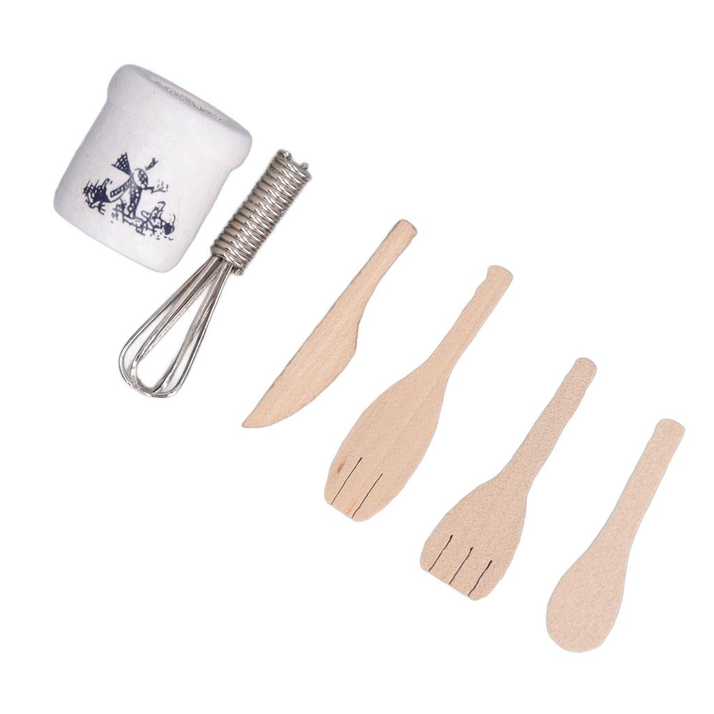 5 sztuk 1:Miniatury w skali 1/12 Akcesoria kuchenne do domku dla lalek Ubijak do jaj Nóż Widelec Łyżka Dekoracja kuchni