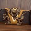 Retro Dragon Carved Pattern Automatic Buckle Leather Belt – Domineering Men's Fashion Accessory