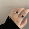 iF ME Personalisiertes Ring-Set mit schwarzen Kristallen, Herzen, All-in-One-Ring für Damen, Accessoires, Schmuck