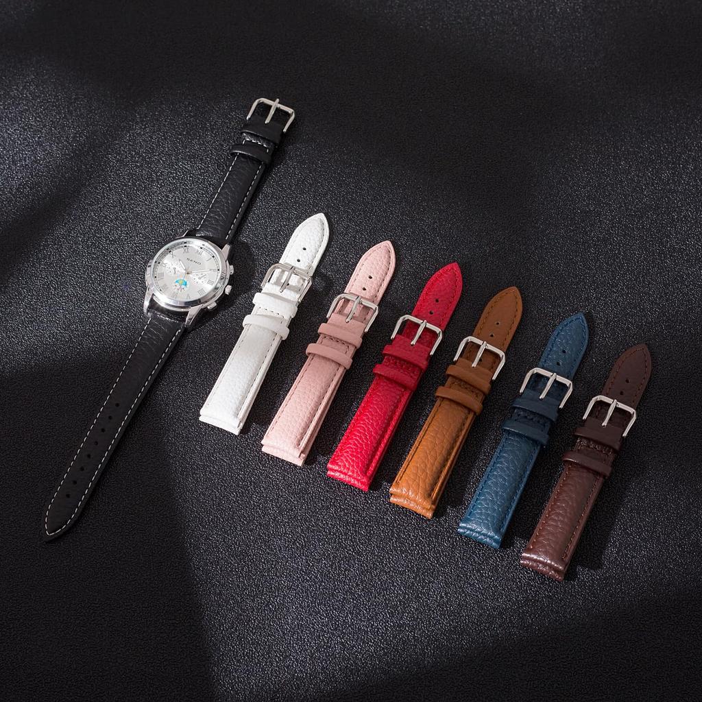 Jumpsunfun Genuine Leather Watch Strap, Calf Leather Watch Strap, Replacement Bell, 14mmWhite (Includes Instructions, Replacement Tool, and Spring