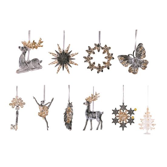 Clear Acrylic Christmas Ornaments Snowflake Tree Elk Butterfly Ballet Dancer Hanging Decoration for Holiday Winter Scene Decoration