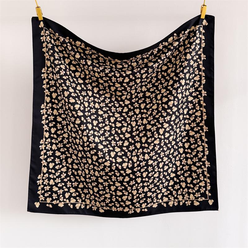 Women S Fashion Floral Printed Square Scarf Silk Shawl 90x90cm