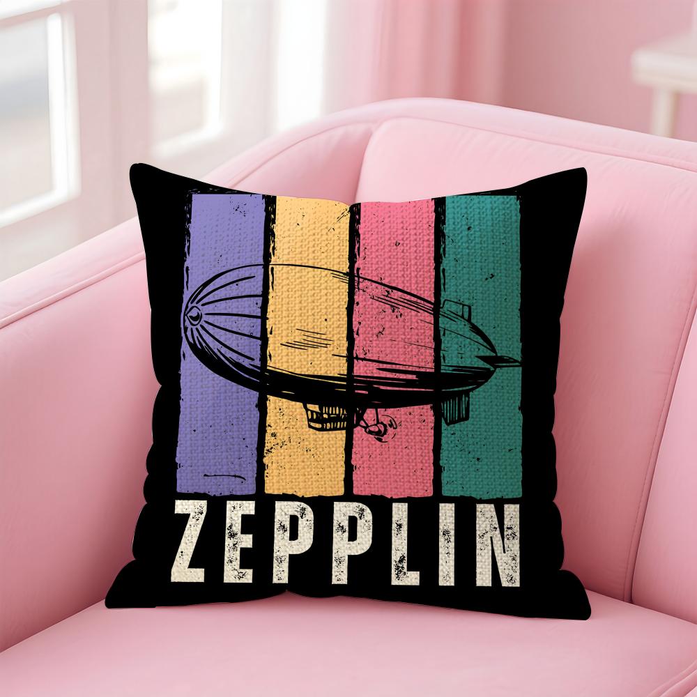 LLed ZeppelinN Band Cushion Cover Natural Linen Pillow Case DoubleSided Print Decorative Sofa Pillowcase Home Decor Gift