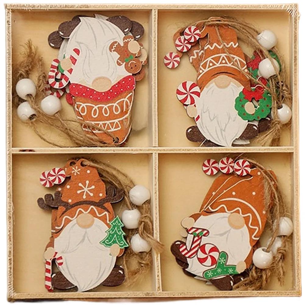 Engraved Holiday Decor Faceless Tree Pendants Christmas Celebration Intricate Engraving Natural Wood Material For Christmas Tree