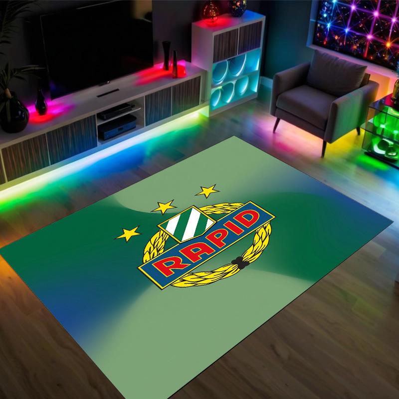 Rapid Wien FC Design Kristall Samt Teppich Gemütlich Non?Rutschfester Teppich mit Aufdruck für Schlafzimmer Wohnzimmer Eingang