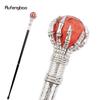 Red Glass Ball White Steampunk Cane Fashion Decorative Stick Gentleman Luxury Crosier Knob White Walking Stick 93cm