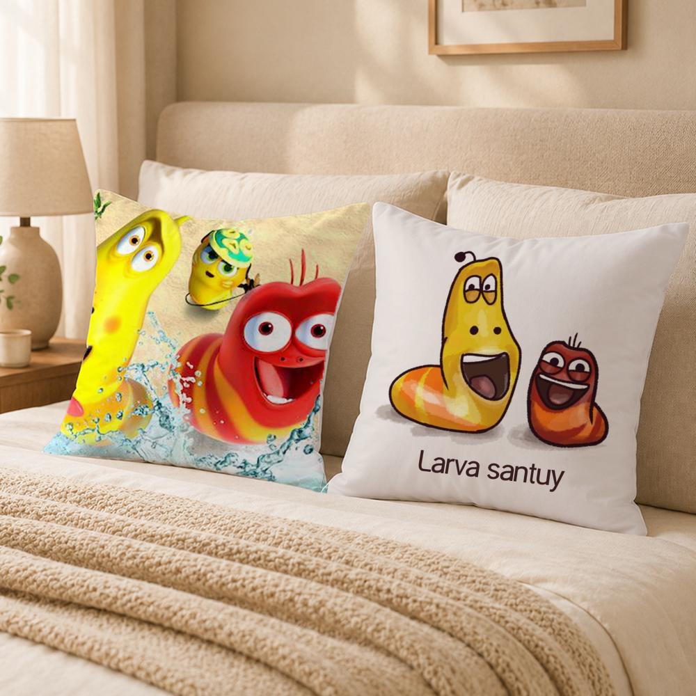 Cartoon L-LarvaS Cushion Cover Double-Sided Printed Pillow Cover Hypoallergenic Dust-Mite Proof