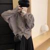 Lazy Wind Loose Horn Button Sweater Jacket Women's Autumn and Winter New Design Sense Hooded Outer Wear Knitted Cardigan Top