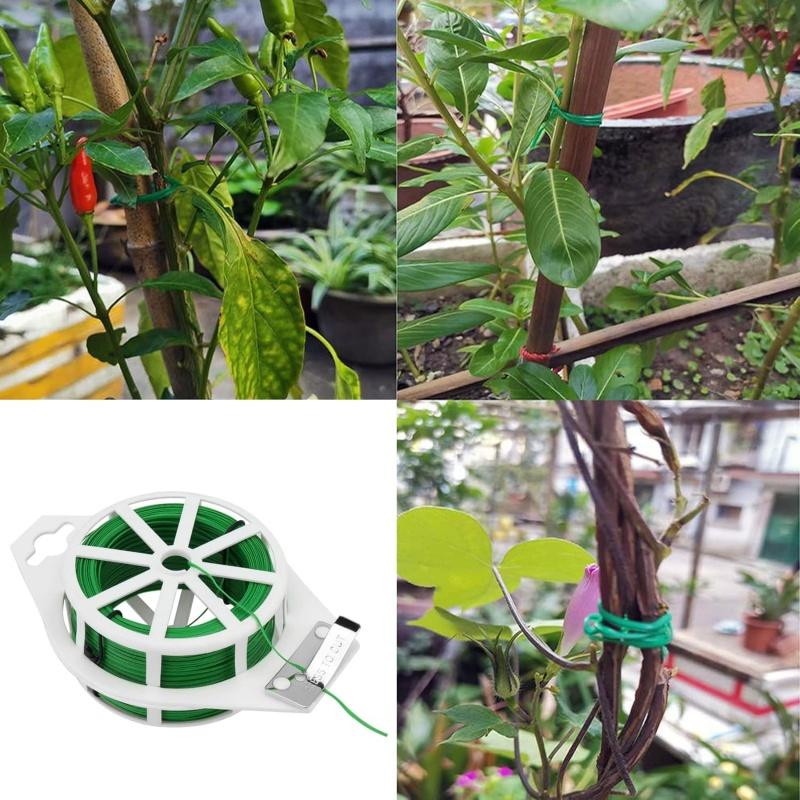 1Roll Multifunctional Plastic Steel Twist Ties, Sturdy Reusable Garden Plant Support Strap, 50/30/20M Length for Flower & Climbing Plants