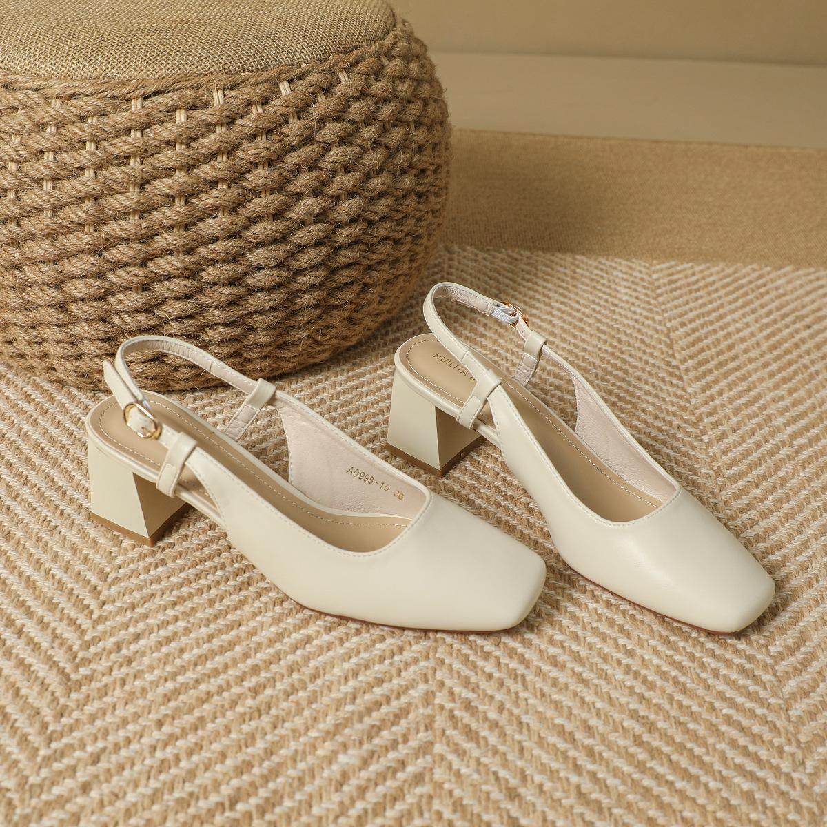 

Босоножки на высоком каблуке, квадратный носок, сумка-голова, полушлепанцы, женская обувь, новые туфли Мэри Джейн, босоножки с открытой пяткой, женские летние 40 абрикосовый