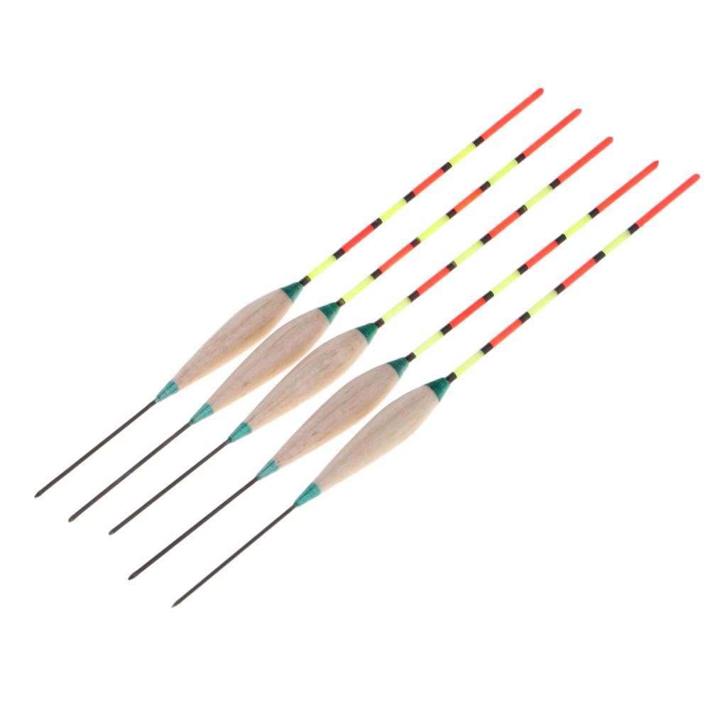 5pcs Freshwater Fishing Buoy Plastic Wood Fishing Floats Slip Bobber Floats Replacement Tackles for Sea/Rock Ice Fishing