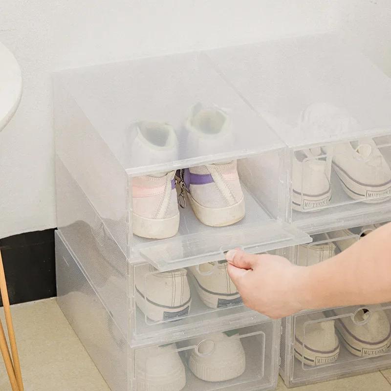 Folder Plastic Shoes Case Thickened Transparent Drawer Case Plastic Shoe Boxes Stackable Box Shoe Organizer Storage Shoe Box