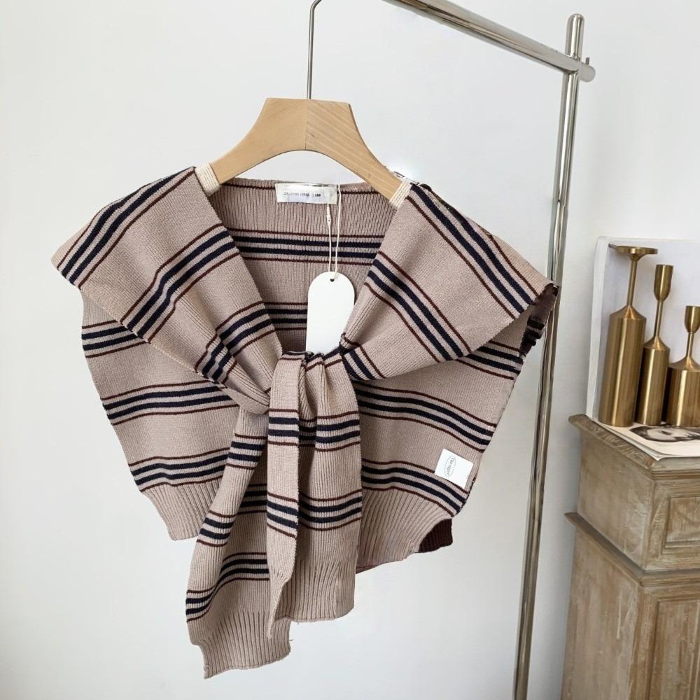 Classic Stripe Scarf Cloak Fake Collar Wraps Fashion Men Knitted Shawl  Clothes Decoration