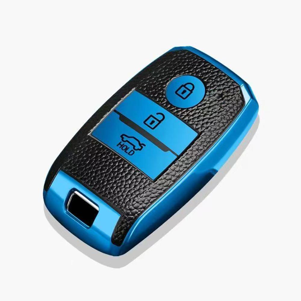 3 Knappar Skal Fob För KIA Rio Rio5 Sportage Ceed Cerato K3 KX3 K4 K5 Sorento Optima Picanto TPU Läder Bil Smart Nyckelfodral Skydd