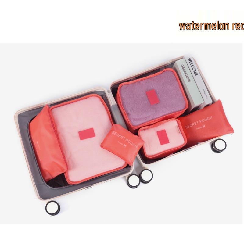 6-Piece Travel Set: Luggage, Toiletry, and Clothes Organizers арбуз красный