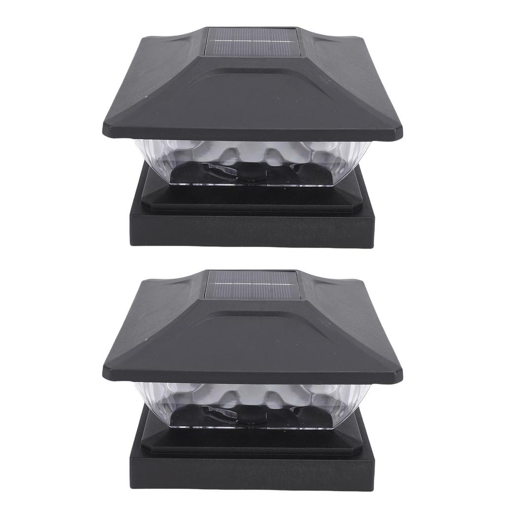 2 Pack Solar Post Light LED Warm and White Lighting Weather Proof Solar Powered Deck Fence Post Light for Patio Porch