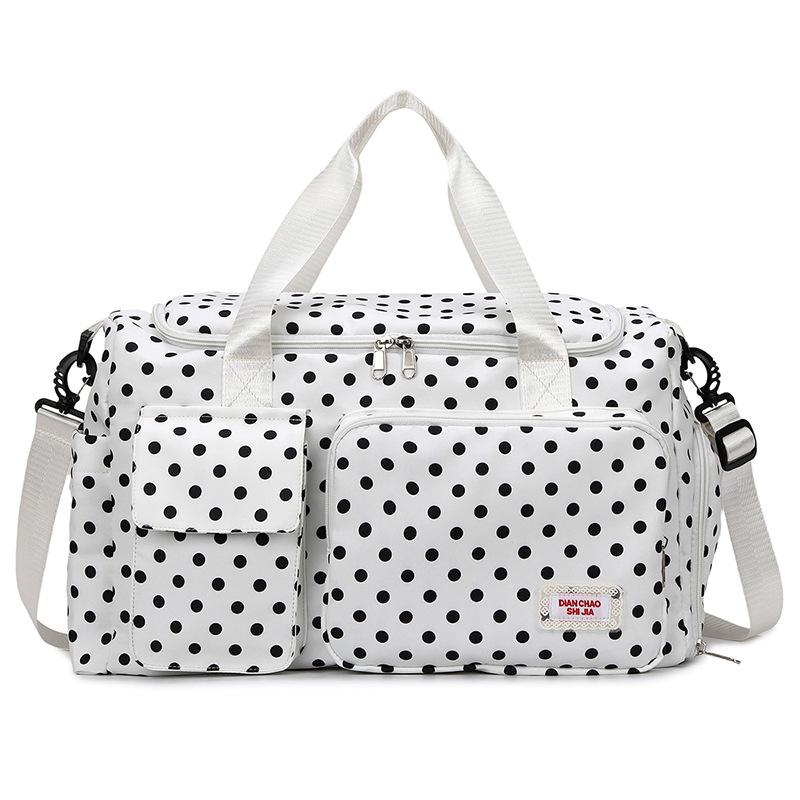 Stylish Polka Dot Travel Bag: Large Capacity, Wet/Dry Separation, Ideal for Business Trips & Fitness