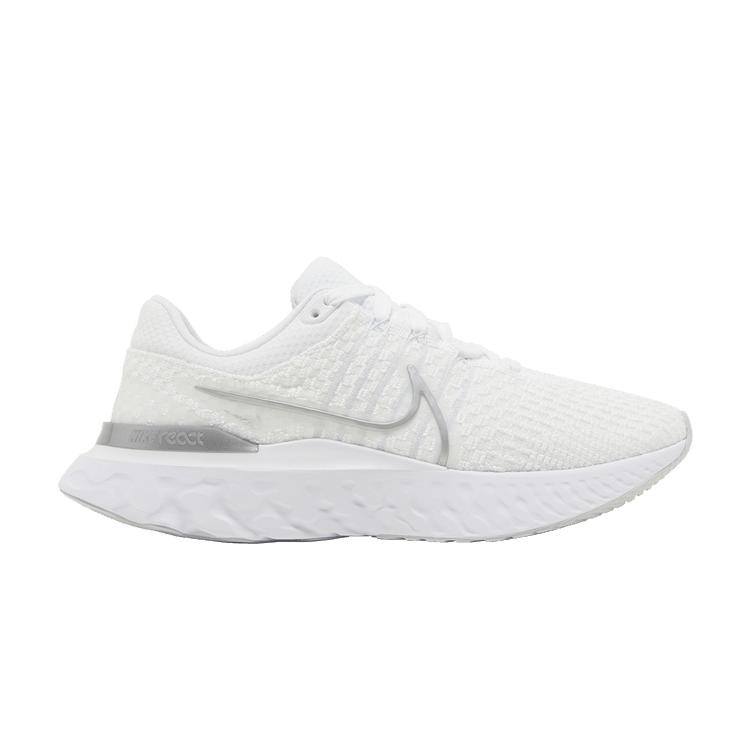 Nike Wmns React Infinity Run Flyknit 3 White Metallic Silver 36