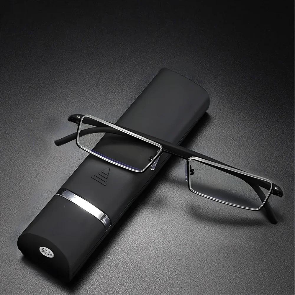 

QGAOP TR90 Presbyopic Glasses Man Blue Light Reading Glasses Men Metal Square Glasses For Sight Plus Lenses +350 коричневый