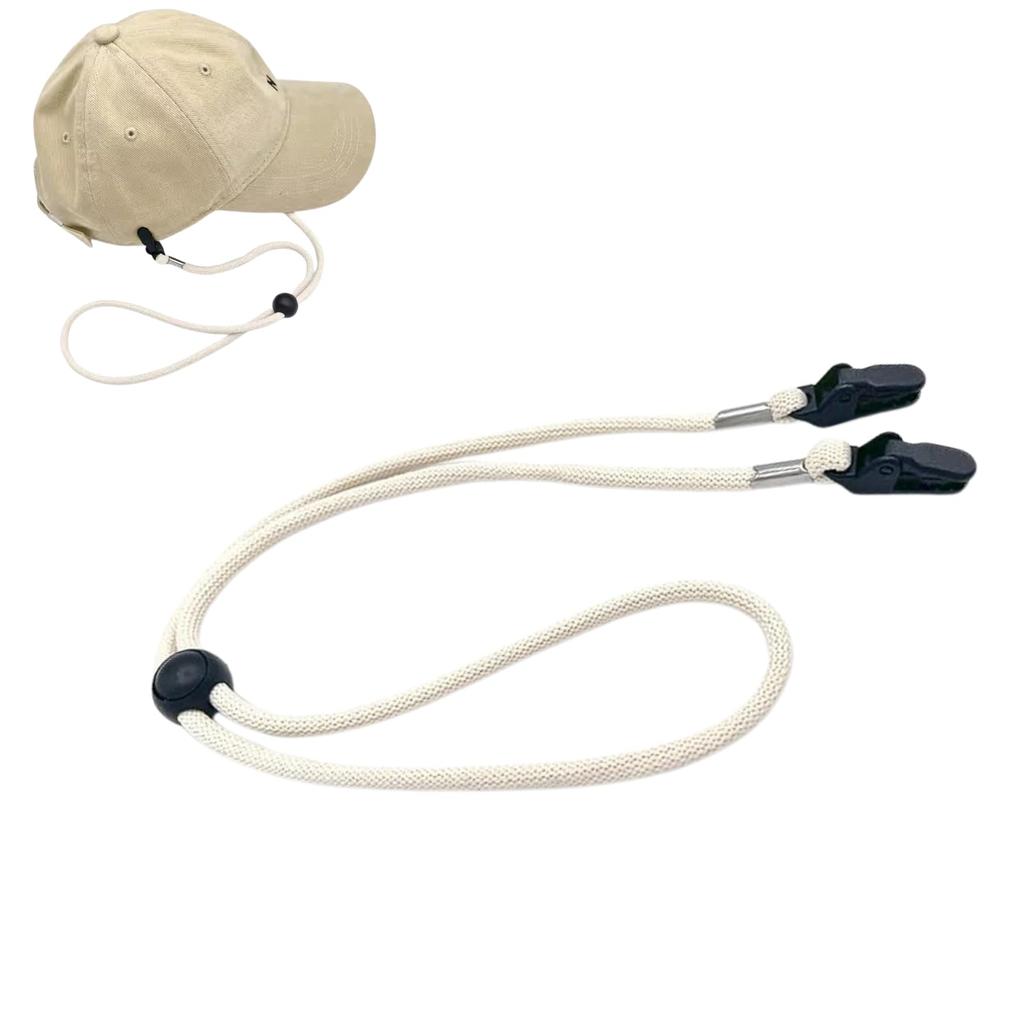 Hat Chin Strap: White Adjustable Clip Windproof Keeper - Secure Fit for Fishing Travel Outdoor Hat Accessories