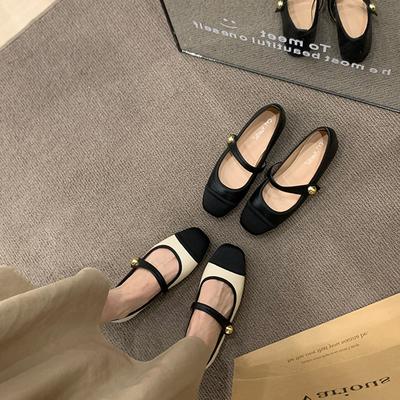 Flat Bottom Square Head French Mary Jane Women's Shoes 2025 New Small Fragrant Wind Ballet Single Shoes Women