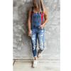 Women Retro Denim Bib Overalls Jeans Jumpsuits and Rompers Ladies Ripped Hole Casual Stretch Long Playsuit Pockets Jumpsuit