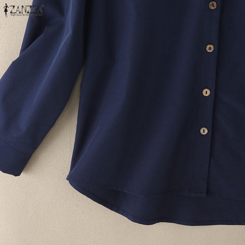 ZANZEA Women Casual V-Neck Solid Color Long Sleeve Blouse