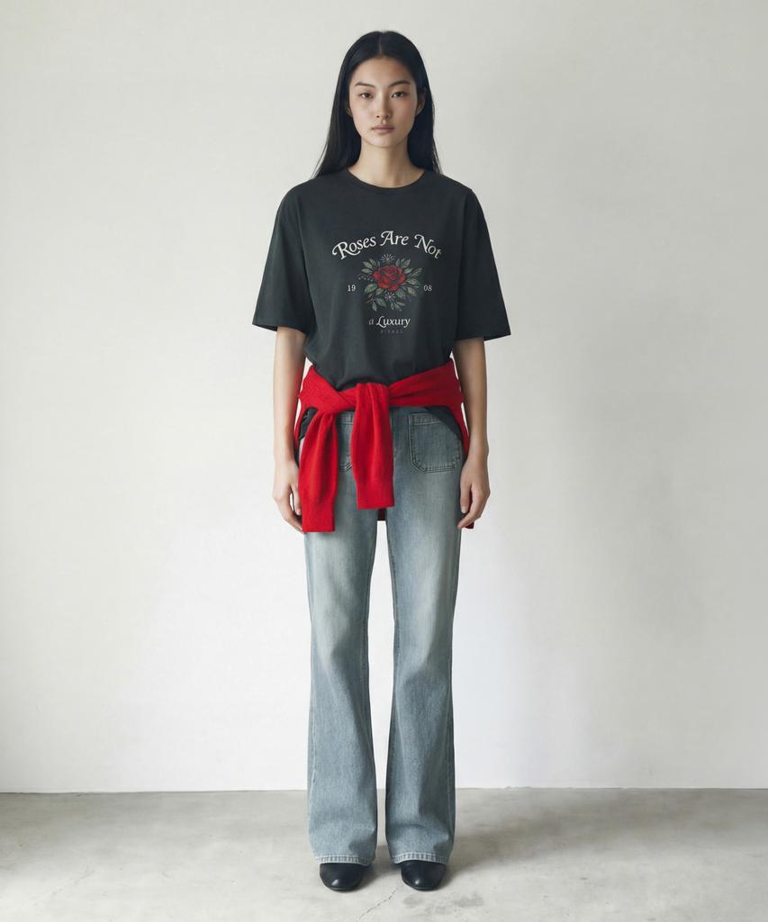 Siyajyu Sied26-1 Rose Short Sleeve T-Shirt_Charcoal