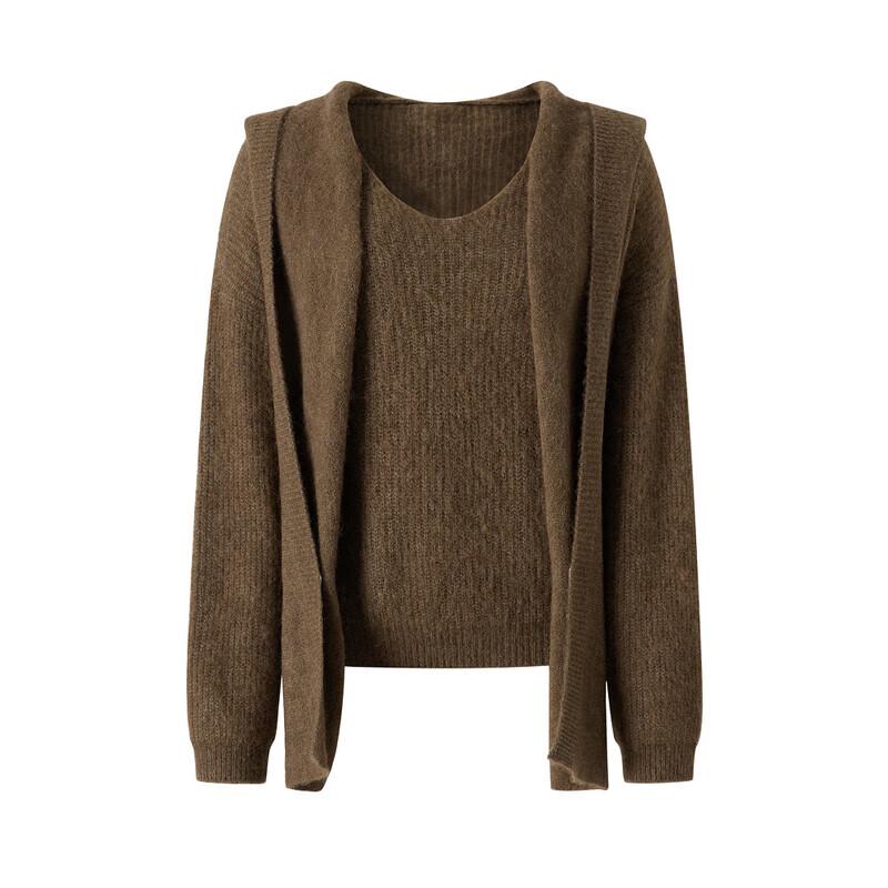 JZ AnnaCo Women's Relaxed Hooded Scarf-Style Wool Sweater