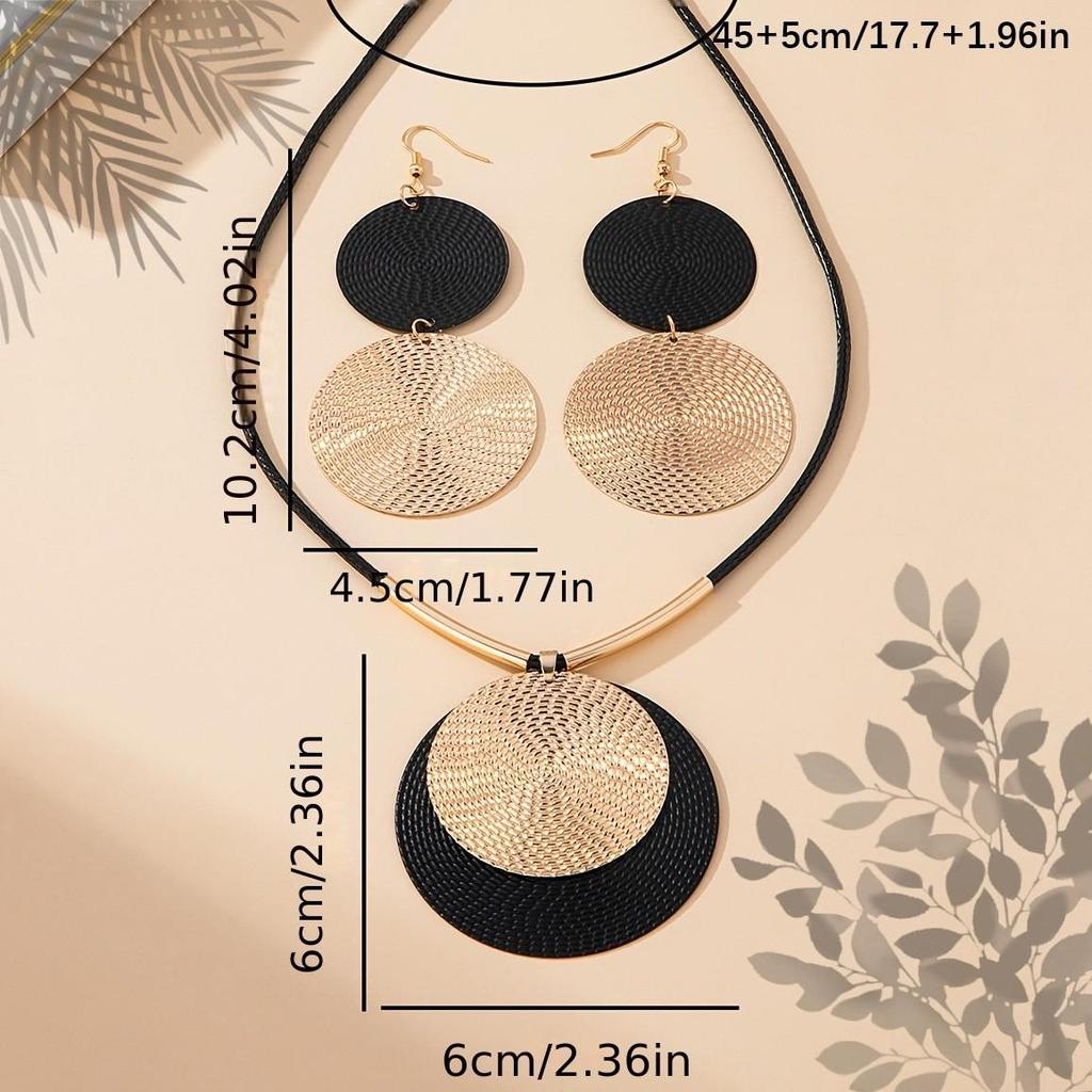 Collier Pendentif Métal Rond Élégant Grand pour Femmes - Mode Luxe Léger Haut de Gamme