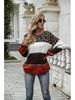 Maglione a blocchi di colore largo con scollo rotondo taglie forti da donna, collezione Primavera 2025, europeo e americano