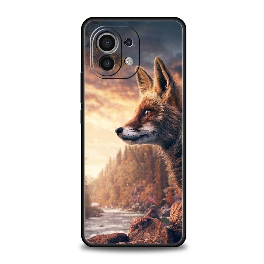 Coque de téléphone Animale Mignonne Dessin Animé Renard Pour Xiaomi Poco X3 NFC M3 M4 F4 X4 Pro 5G F3 GT Mi 12 11T 10 9T 10T Lite 11 Ultra Housse Noire