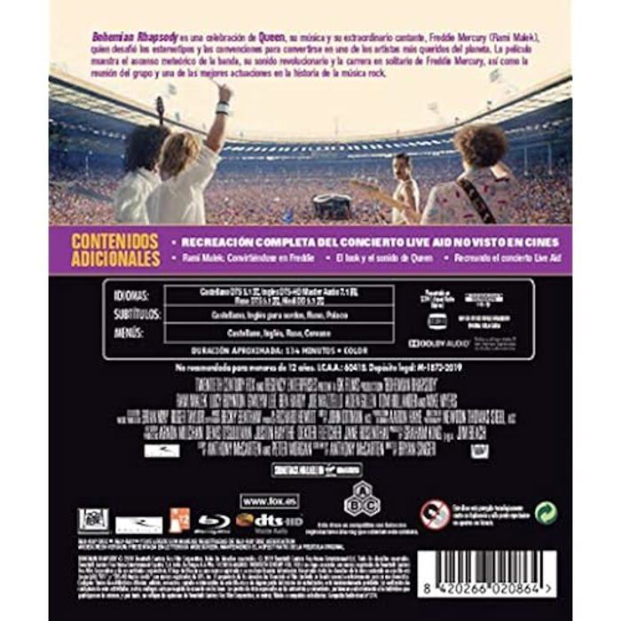 Blu-ray - bohemian rhapsody - édition standard - langue anglais - tous publics
