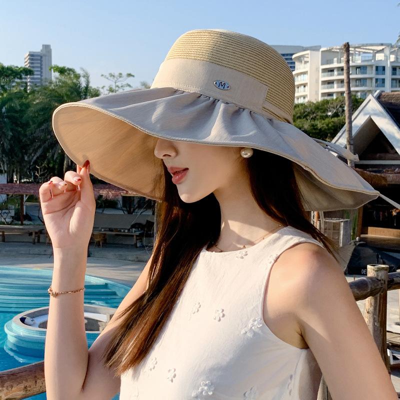 Summer High Quality Large Brim Hat Women's Outdoor Seaside Beach Vacation Sun Hat Versatile Sun Visor