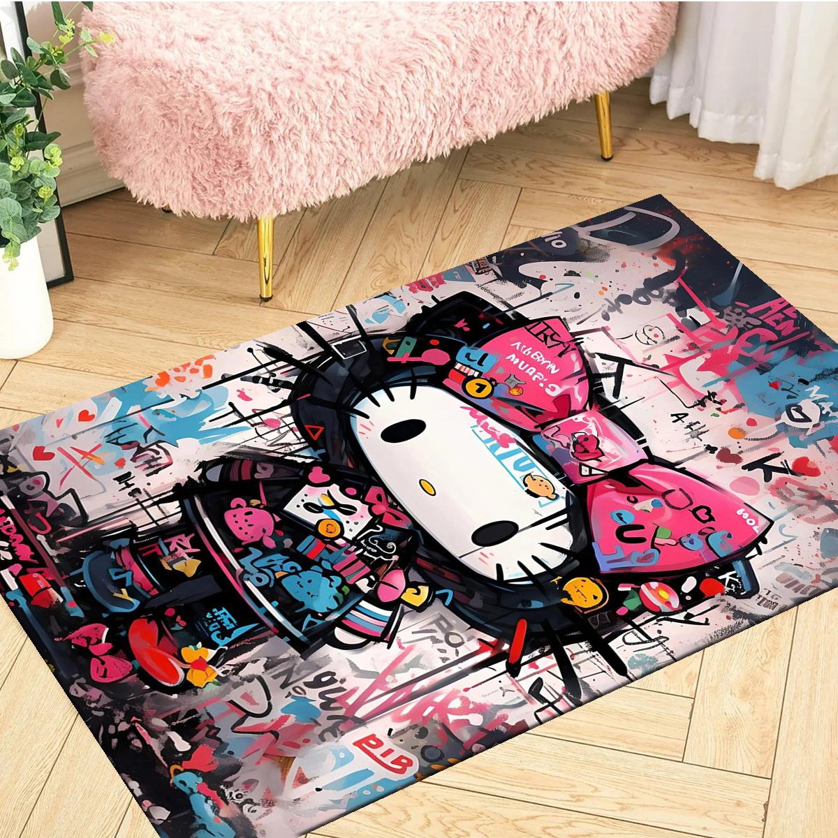 

1 шт. Тяжелый ковер Hello Kitty из хрустального бархата - Мягкий плюшевый ковер большого размера для гостиной, спальни, коридора, ковер для гостиной 60cm x 90cm