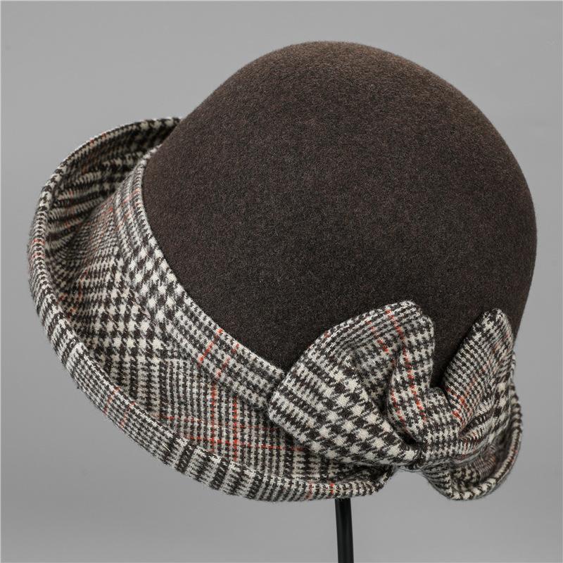 Ladies Hat Autumn and Winter Fashion Elegant Temperament Woolen Crimped Top Hat Beautiful Foldable