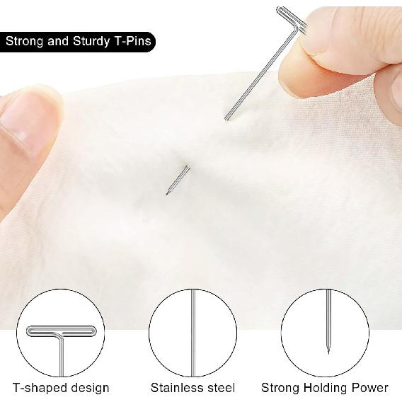 200 Pcs T P, 2 Inch Stainless Steel Wig P for Blocking Knitting & Crochet, T-Shaped Sewing Pin for Wigs, Crafts, Jewelry Making,Modelling,Quilting