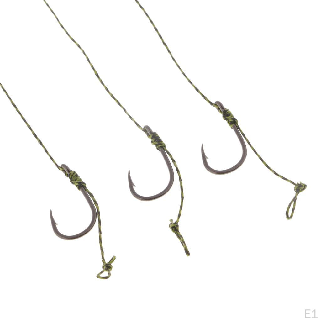 3 Pieces Ready Tied Carp Fishing Tackle, Nylon Braided Line With Barbs