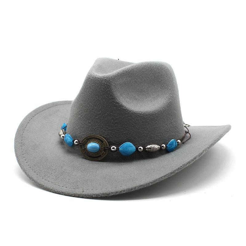 Men'S And Women'S Felt Hats Upturned Edge Jazz Hats British Retro Ethnic Style Tibetan Western Cowboy Hats Top Hats
