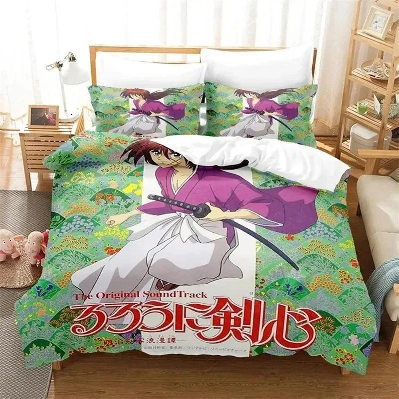 Comforter 3D Printed Anime Rurouni Kenshin Bedding Sets Exquisite Bed Supplies Set Bed Comforter Set Luxury Birthday Gift