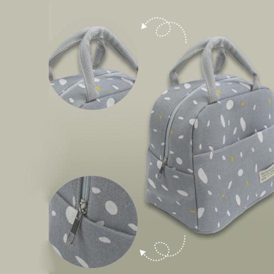 Insulated Lunch Bag Large Capacity Waterproof Foil Lining Rain Print Multi Pockets Leakproof Zipper Closure Portable Reusable