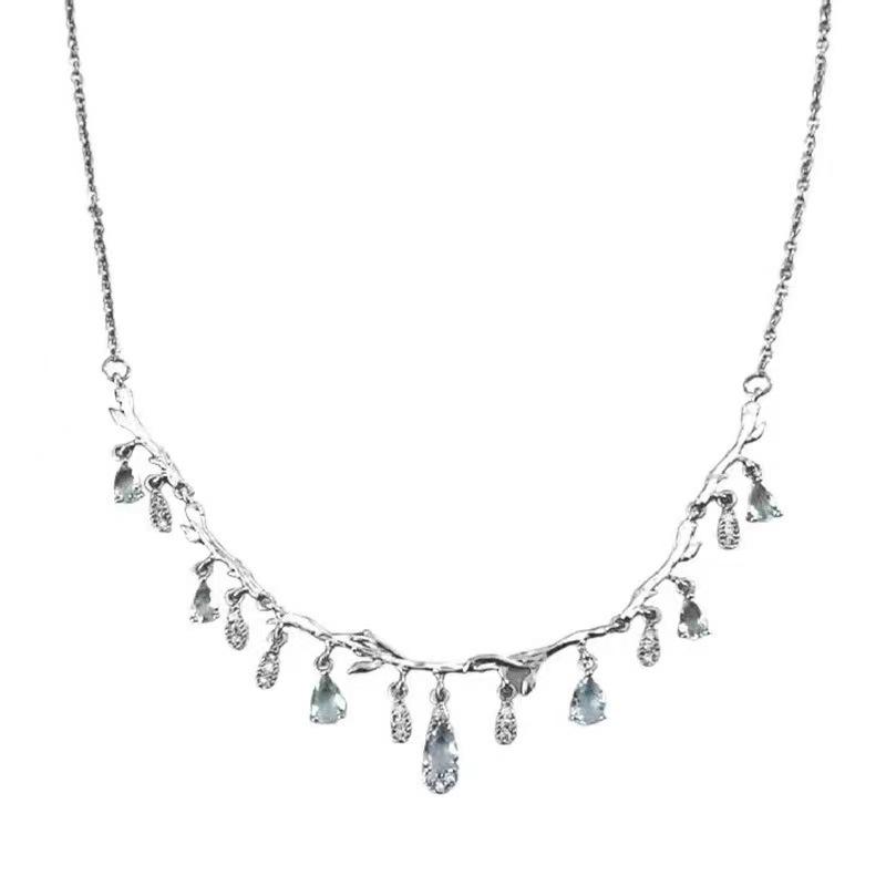 

Fairy~ Super beautiful exquisite fringed water drop necklace female sweater chain collarbone chain Internet celebrity neck chain female