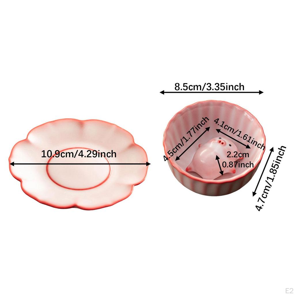 Ceramic Teacup Set with Piggy Figurine Unique Texture Elegant 120ml Chinese Kung Fu Tea Cup for