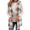 Dámský temperamentní kardigan kostkovaný s kapucí plyšová vesta bunda