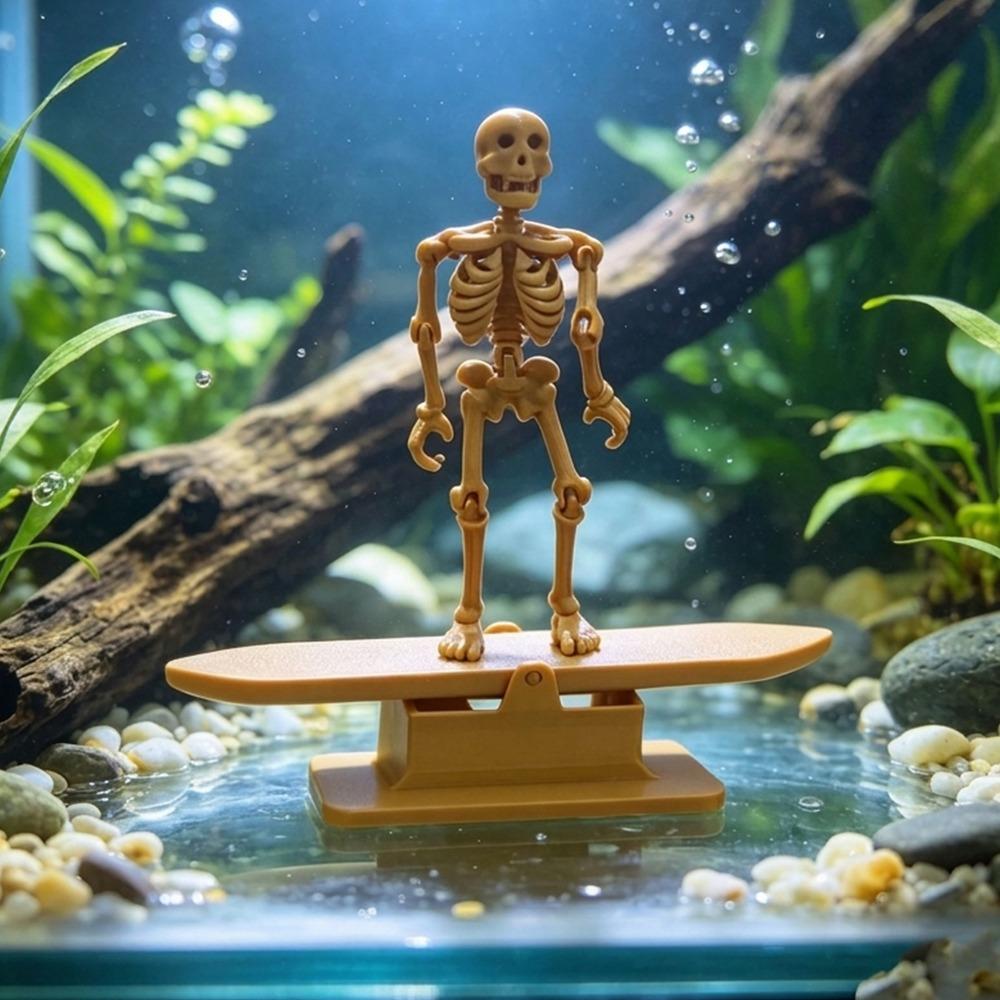 Air Pump Powered Surfing Dancing Skeleton Aquarium Bubbler Fish Landscaping