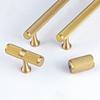 Brass Knurled Cabinet Handles Wardrobe Bar Pull with Baseplate Textured Furniture Door Handle with Baseboard Drawer Knobs