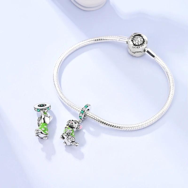 Charms Platagreen Vierblättriges Kleeblatt Welpenperlen Perle Passend für Originalarmbänder Charms für Frauen Schmuck DIY Herstellung Geschenke
