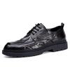 2025 new soft leather men's shoes lace-up round head business casual shoes youth versatile platform men's leather shoes 2025
