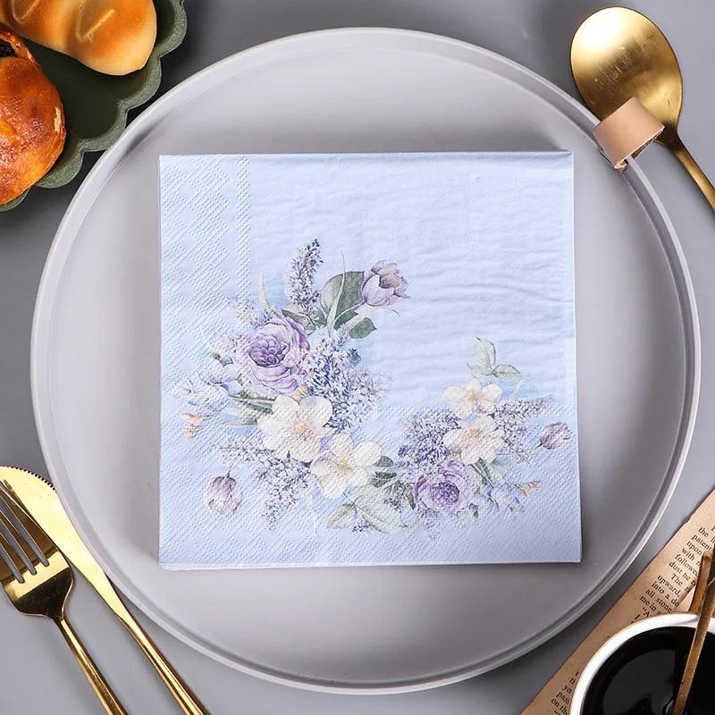 20Pcs/pack 33x33cm Plant Flower Printed Paper Tableware Disposable Napkin Tissues Home Wedding Party Decoration