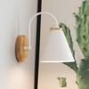 Living Room Iron Modern Nordic Wall Lamp Wood Bedside Wall Light Solid Color